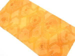 未使用品　網目に抽象花模様織り出し　名古屋帯